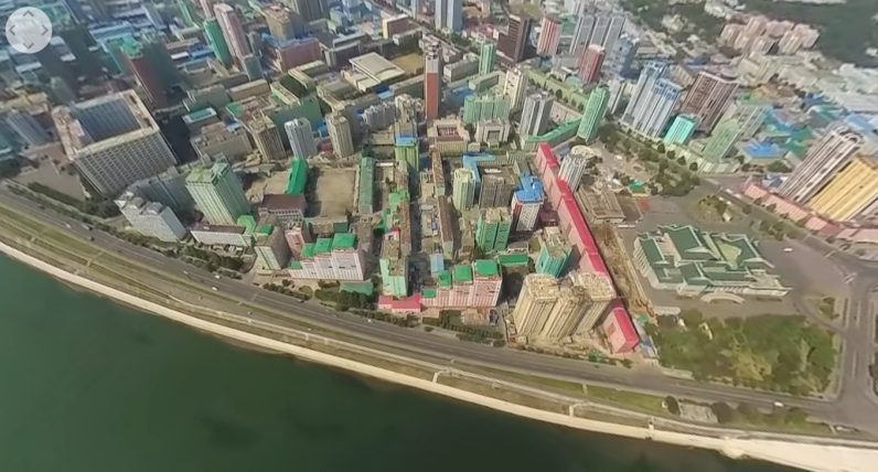 360 video shot over North Korea shows a sprawling